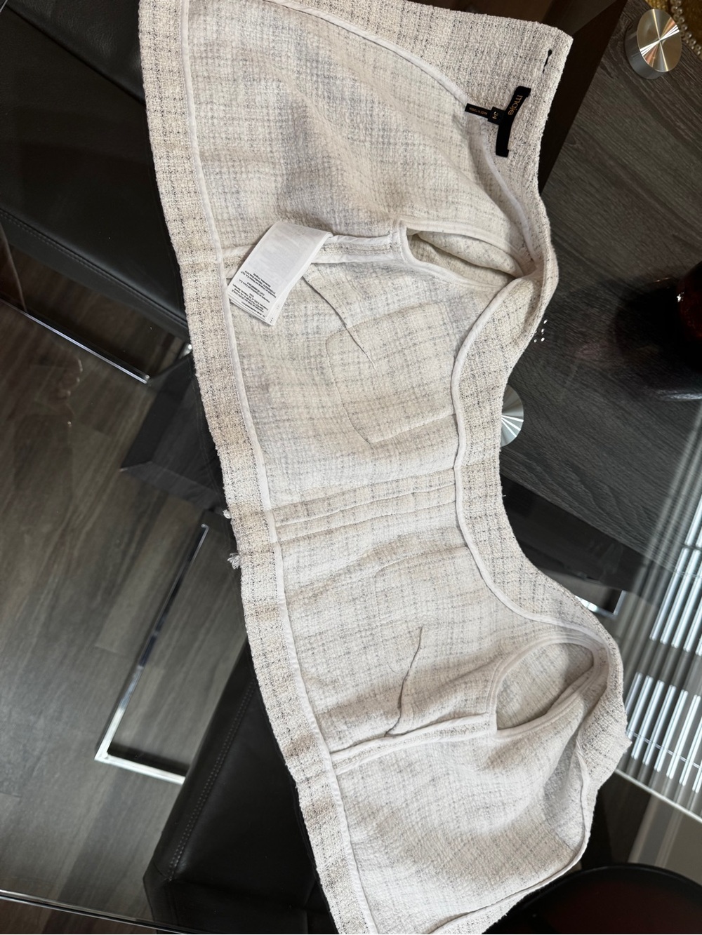 Maje Ecru Tweed Cropped Bustier Top - Picture 13 of 16